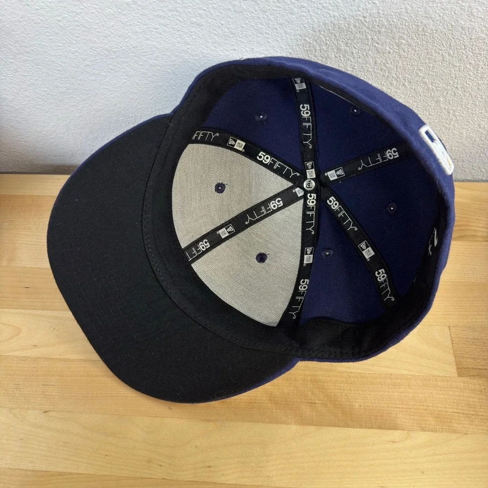 New Era 59FIFTY Milwaukee Brewers Fitted Hat Navy Blue 7 1/8 MLB On-Field Cap